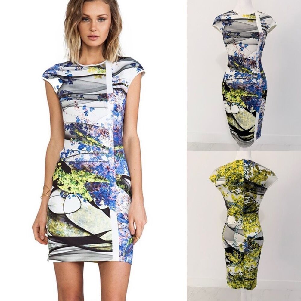 Clover Canyon Space Garden Bodycon Neoprene Dress XS